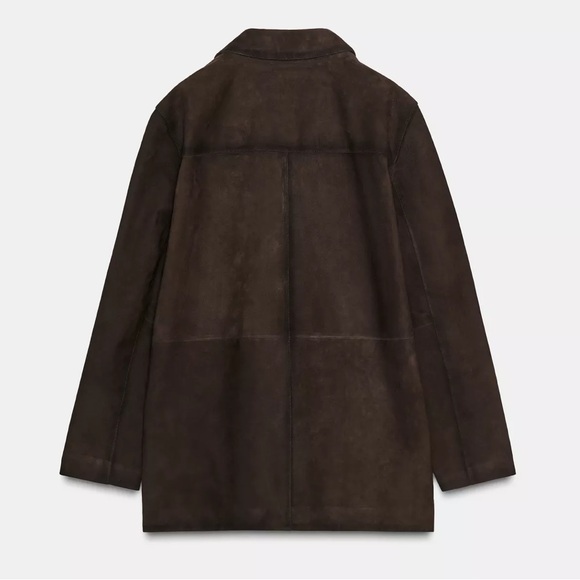 ZARA 100% SUEDE LEATHER BLAZER JACKET - Picture 11 of 12